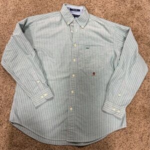 Vintage 2001 Tommy Hilfiger Oxford shirt green gray medium